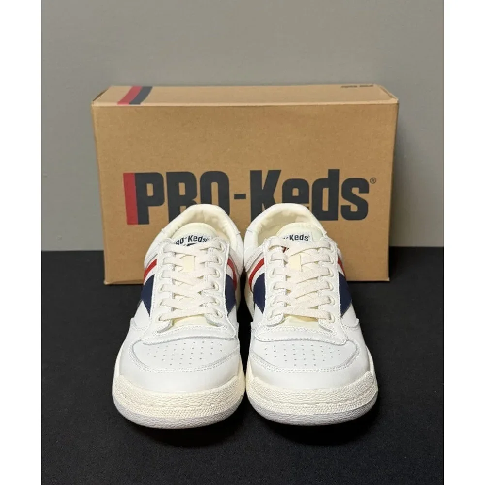 Pro-Keds Skyhawk Men's Size 13 (M) White/Blue/Red Low Top Leather Sneakers NWT